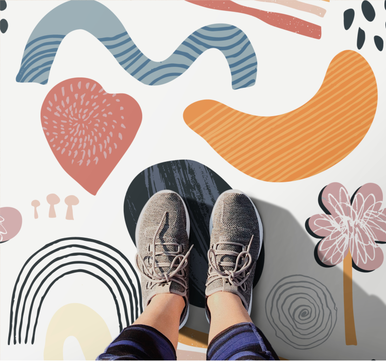 Alfombra vinílica moderna conjunto de formas abstractas - TenVinilo