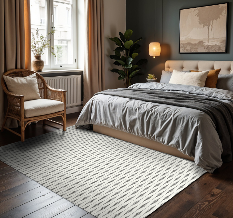 Alfombra vinílica moderna rabaul ikat gris y beige - TenVinilo