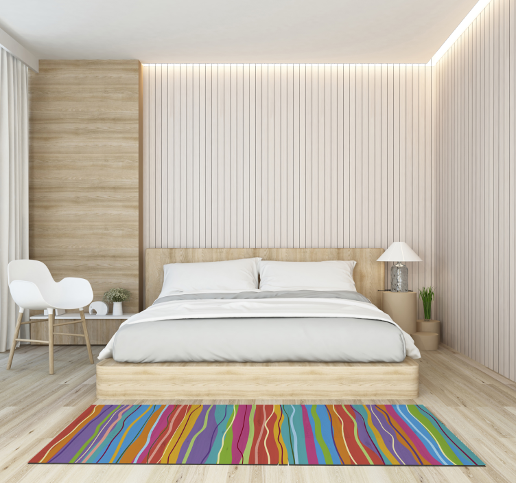 Alfombra vinílica moderna rayas coloridas - TenVinilo