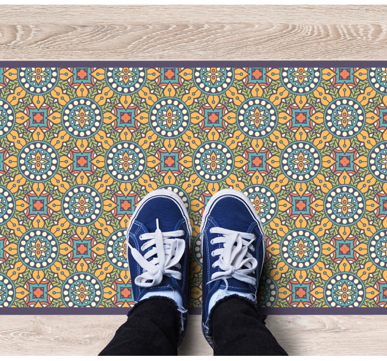 Alfombra vinílica mosaico composición amarilla colorida - TenVinilo