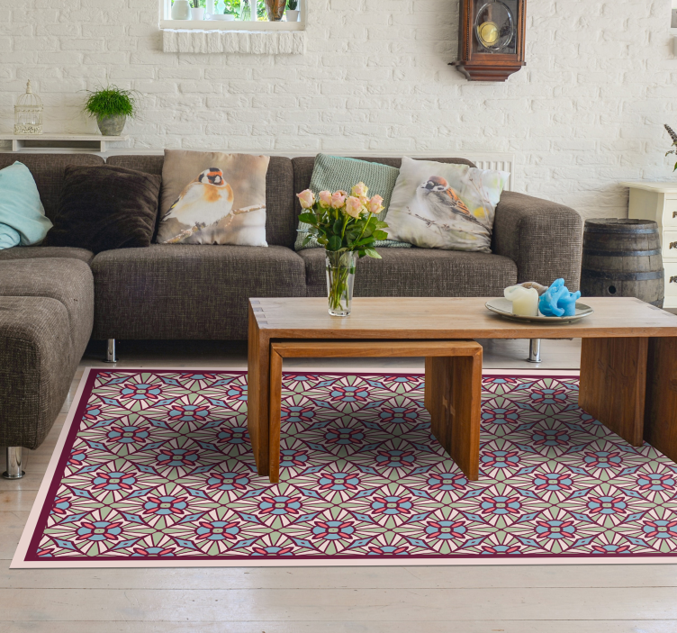 Alfombra vinílica salón composición animada - TenVinilo