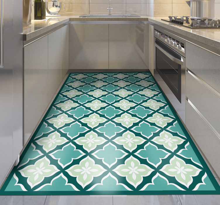 Alfombra vinílica mosaico patrón floral mosaico - TenVinilo