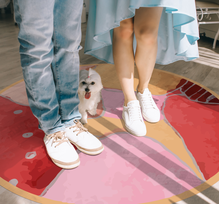 Alfombra vinílica recibidor motivos florales vibrantes - TenVinilo