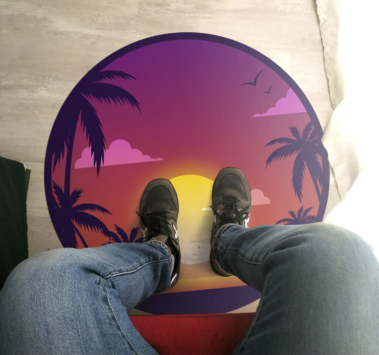 Alfombra vinílica naturaleza paisaje tropical al atardecer - TenVinilo