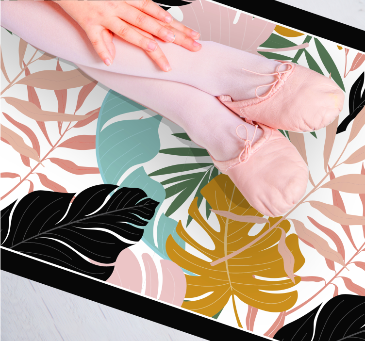 Alfombra vinílica naturaleza paleta de hojas tropicales - TenVinilo