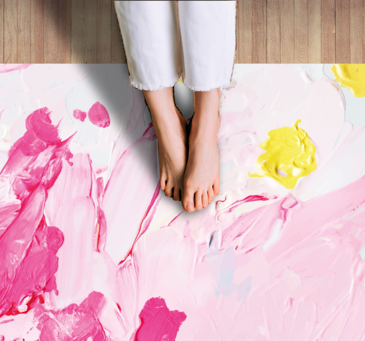 Alfombra vinílica juvenil remolinos abstractos en rosa - TenVinilo