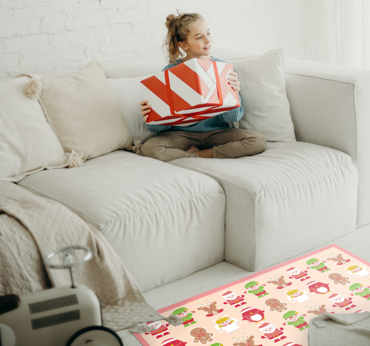 Alfombra vinilo navideña elfos y renos - TenVinilo