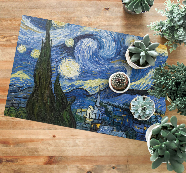 Alfombra vinílica Noche Estrellada Van Gogh - TenVinilo