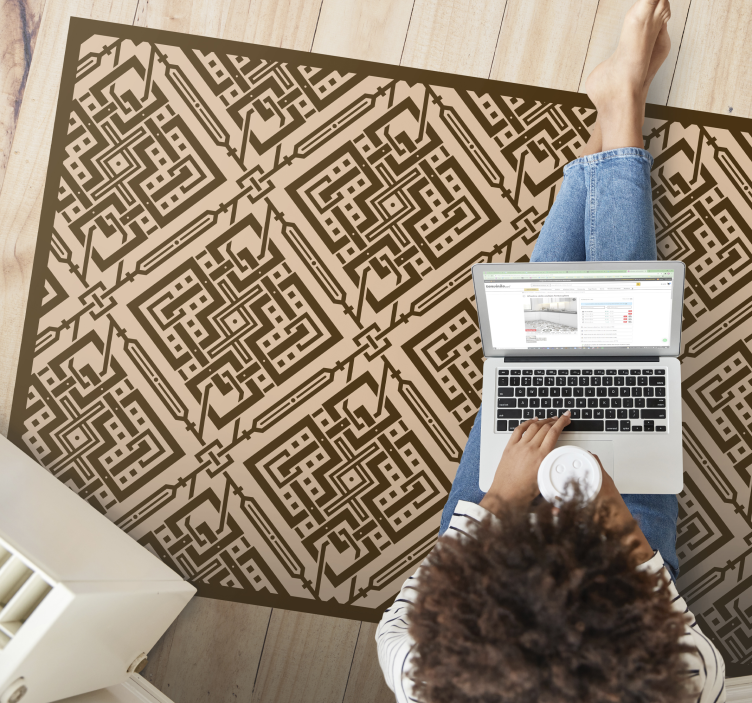 Alfombra vinílica salón elemento geométrico elegante - TenVinilo