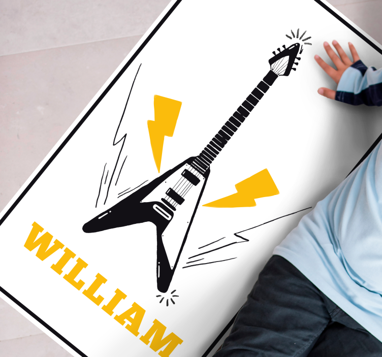 Alfombra vinílica personalizable arte de guitarra eléctrica - TenVinilo