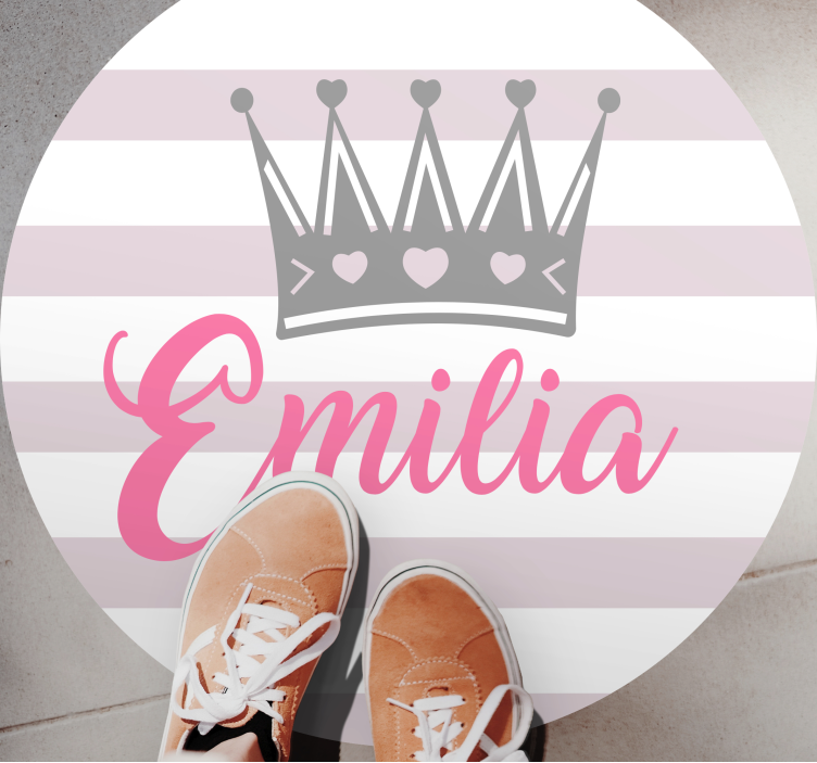 Alfombra vinílica personalizable corona y rayas - TenVinilo