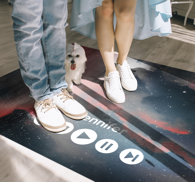 Alfombra vinílica juvenil música personalizada del espacio - TenVinilo
