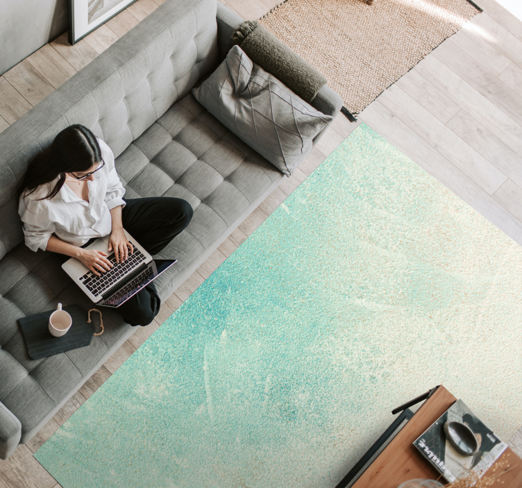 Alfombra vinilo salón piedra turquesa - TenVinilo
