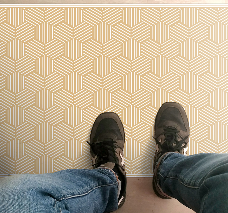 Alfombra de vinilo geométrica Hexágonos con azulejo de rayas - TenVinilo