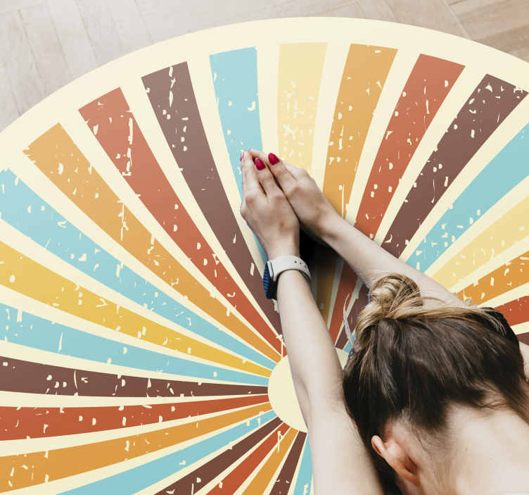 Alfombra vinílica vintage patrón radiante retro - TenVinilo