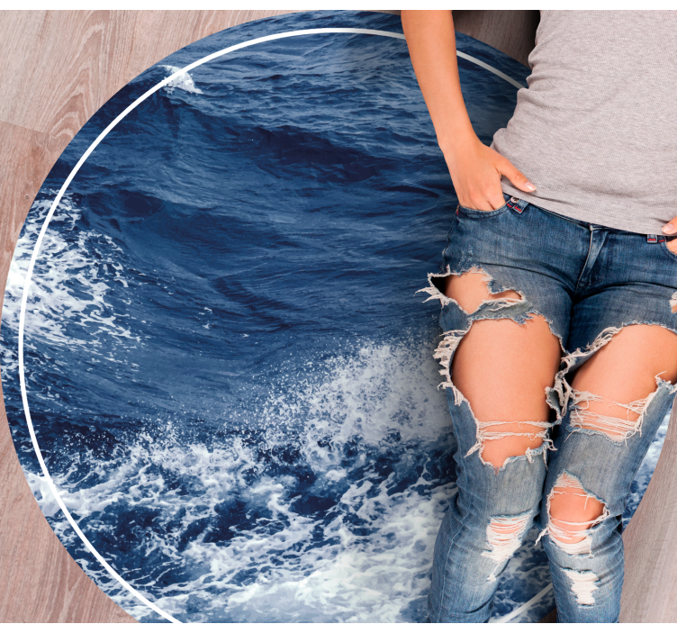 Alfombra vinílica redonda movimiento de las olas del océano - TenVinilo