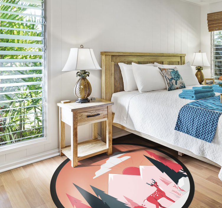 Alfombra vinilo redonda Paisaje forestal - TenVinilo