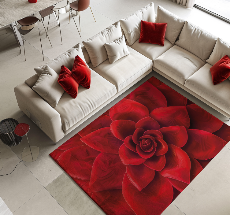 Alfombra vinílica roja diseño de pétalos de flores - TenVinilo