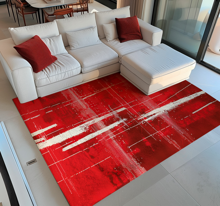 Alfombra vinílica roja patrón de líneas modernas - TenVinilo