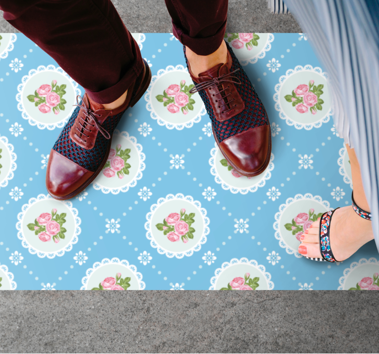 Alfombra de vinilo vintage patrón de encaje floral - TenVinilo