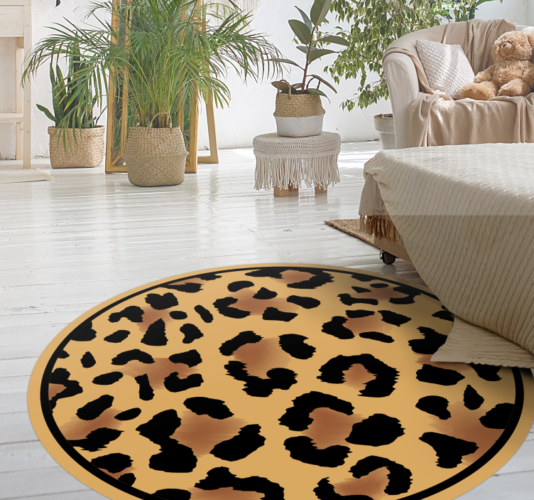 Alfombra vinílica animal print redonda leopardo - TenVinilo