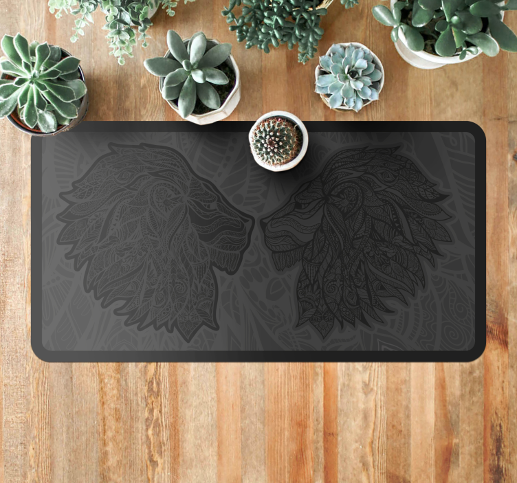 Alfombra vinílica animales batalla leones - TenVinilo