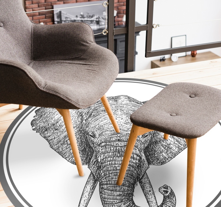 Alfombra vinílica animales de elefante gris - TenVinilo