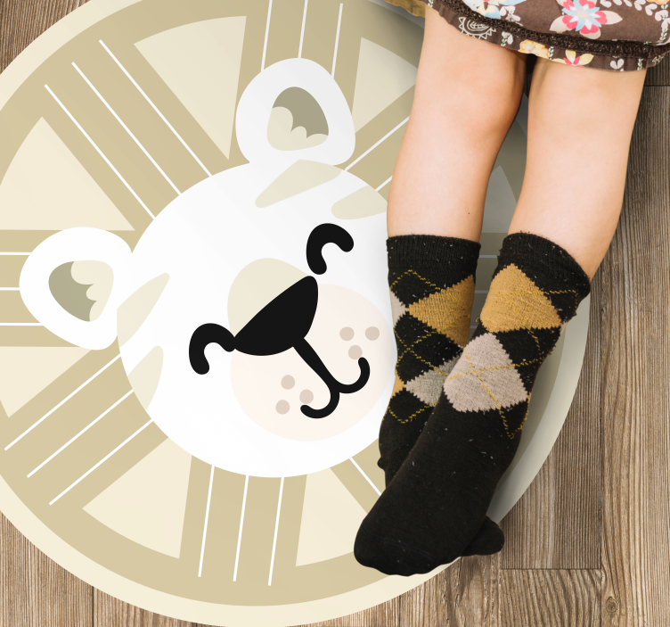 Alfombra vinílica bebé gráfico de león sonriente - TenVinilo