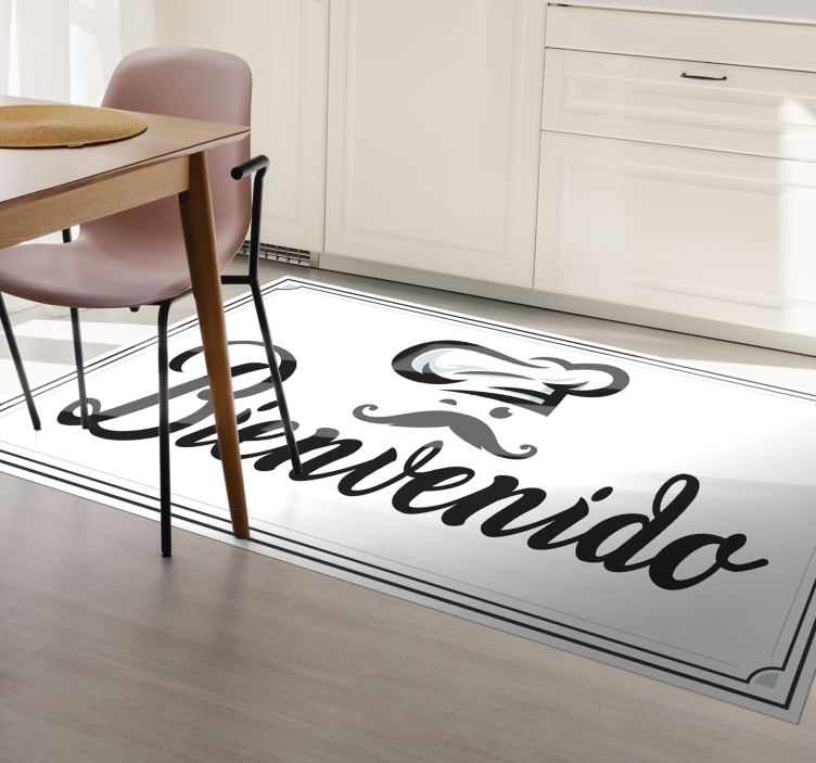 Alfombra vinílica cocina frase bienvenido - TenVinilo