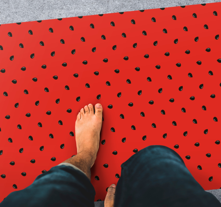 Alfombra vinílica cocina patrón de semilla roja - TenVinilo