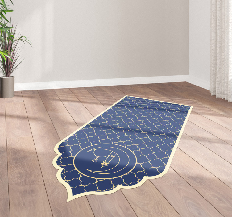 Alfombra vinílica de rezo patrón azul - TenVinilo