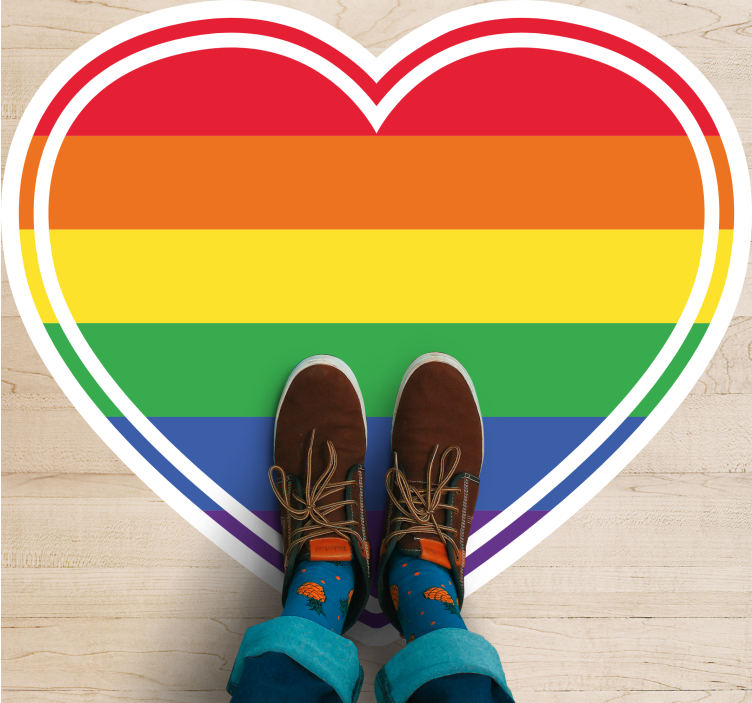 Alfombra vinílica dormitorio Orgullo gay plano en forma de corazó - TenVinilo