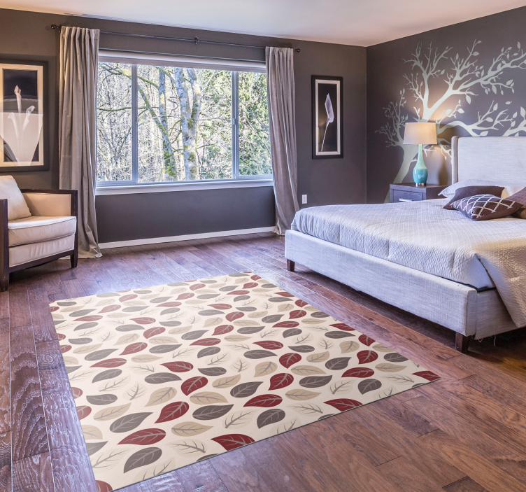 Alfombra vinílica dormitorio Patrón de hoja de otoño - TenVinilo