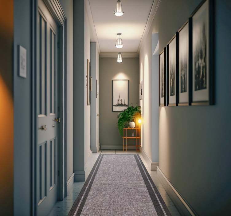 Alfombra vinilo efecto tejido con marco oscuro - TenVinilo