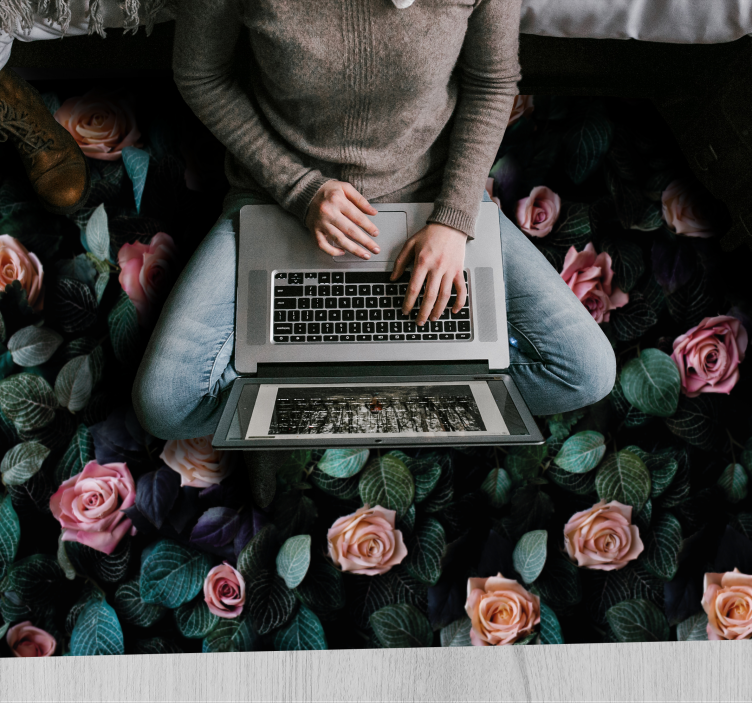 Alfombra vinílica flores imágenes botánicas florales - TenVinilo