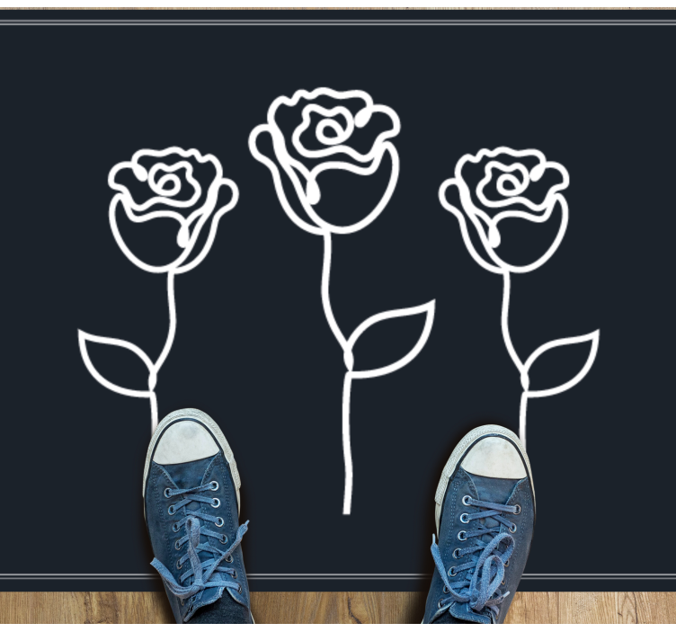 Alfombra vinílica flores Línea de ilustración de rosas minimalist - TenVinilo