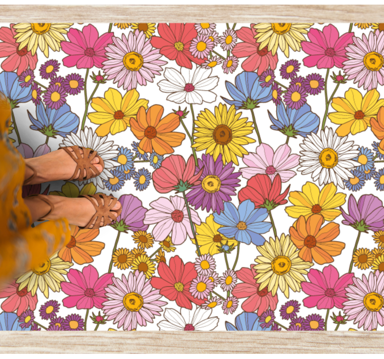 Alfombra vinílica flores Patrón floral de colores - TenVinilo