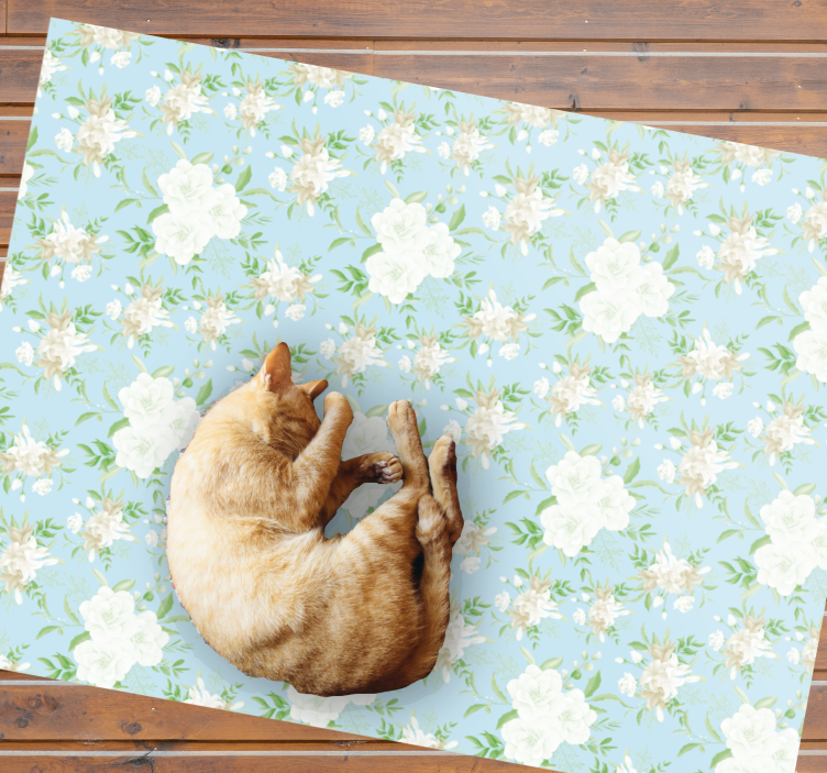 Alfombra vinílica flores serena elegancia floral - TenVinilo