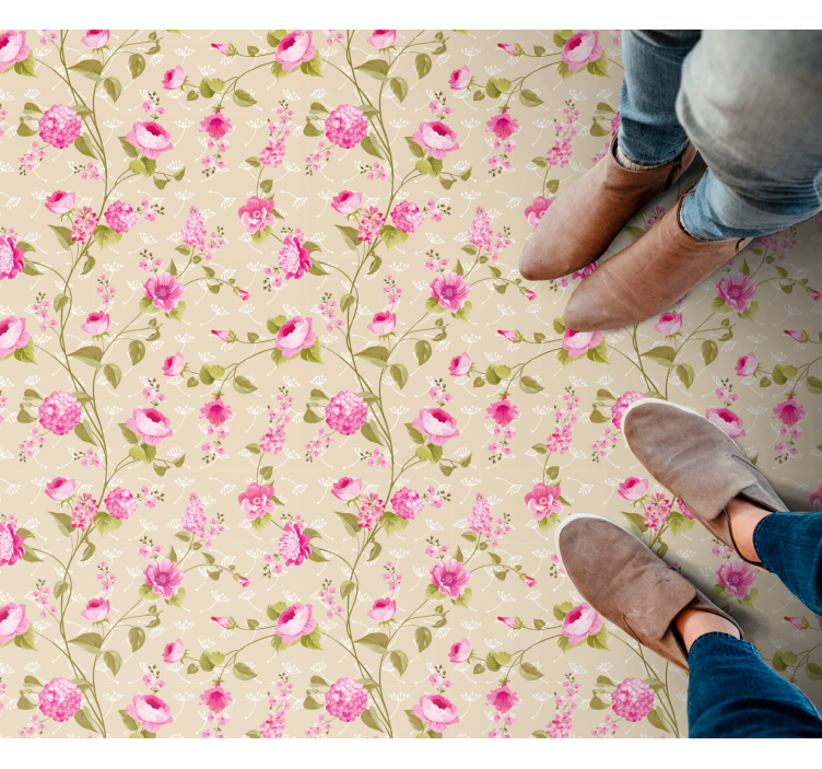 Alfombra vinílica flores superficie con motivos florales - TenVinilo