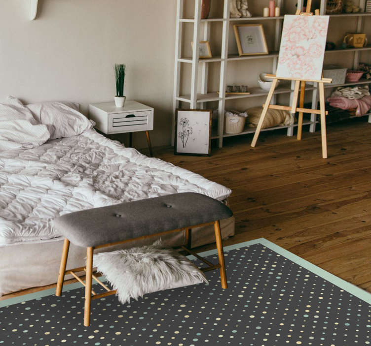 Alfombra vinílica geométrica topos azul y gris - TenVinilo