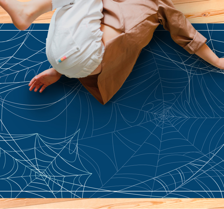 Alfombra vinílica Halloween Telaraña azul de halloween - TenVinilo