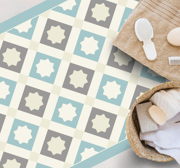 Alfombra vinílica baño hidráulica estrellas geométricas - TenVinilo