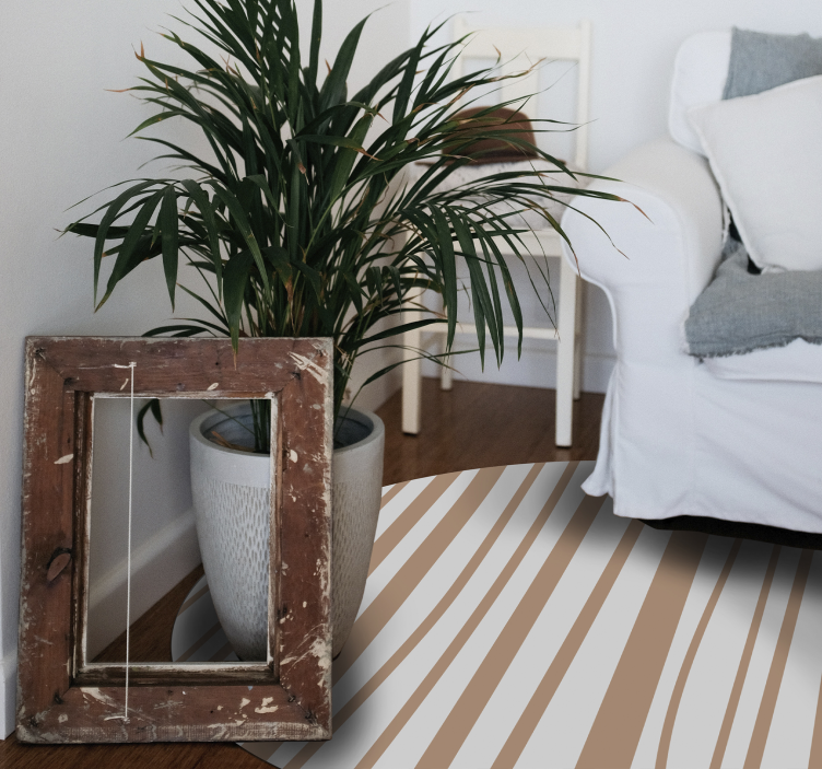 Alfombra vinílica nórdica rayada marrón - TenVinilo