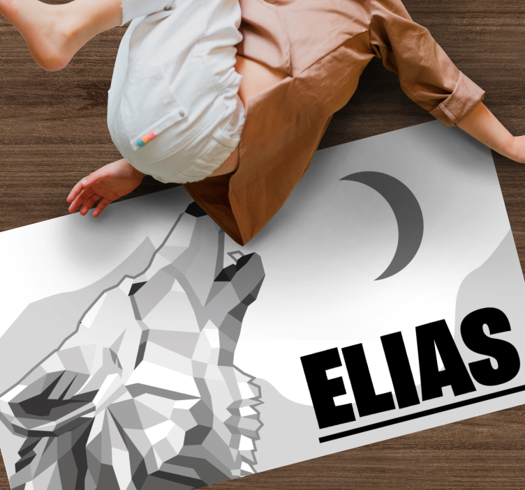 Alfombra vinílica personalizable lobo geométrico - TenVinilo