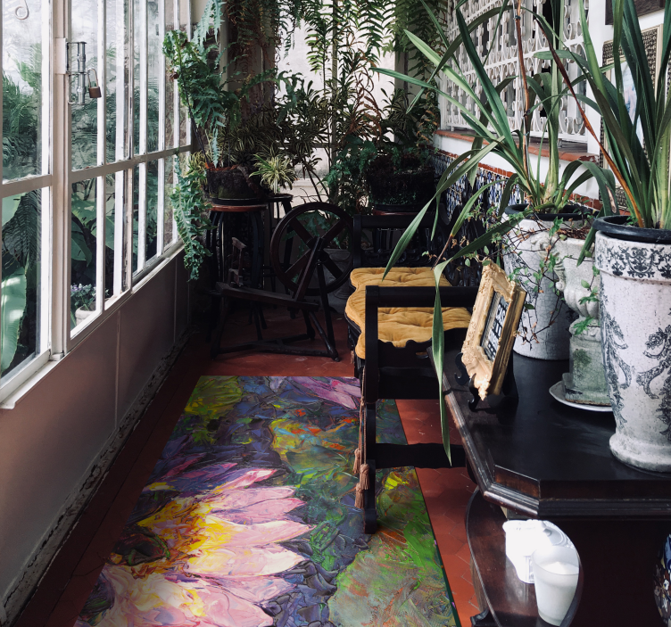 Alfombra vinílica rectangular flores de loto - TenVinilo