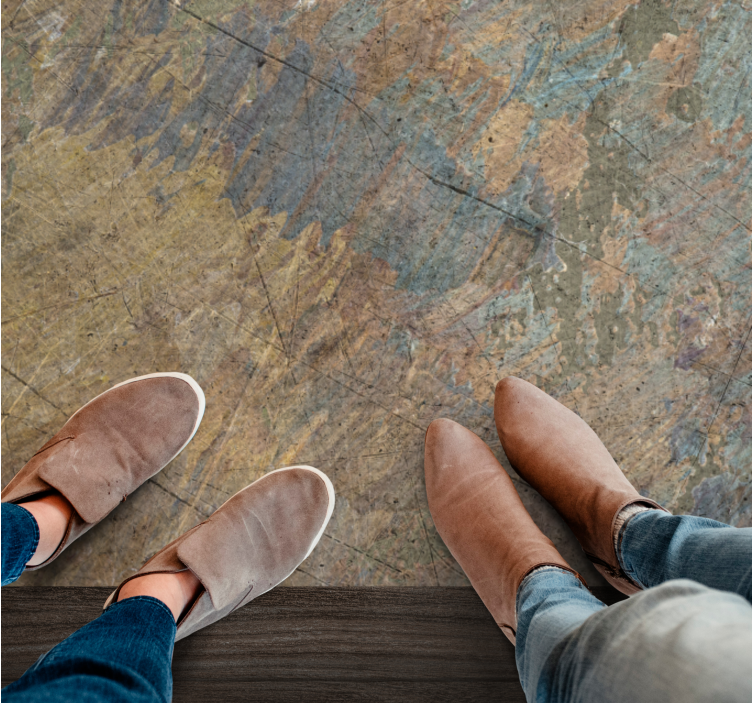 Alfombra vinílica salón Decoración industrial efecto cemento - TenVinilo