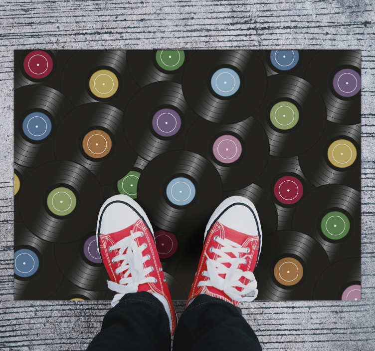 Alfombra vinílica vintage discos de vinilo - TenVinilo