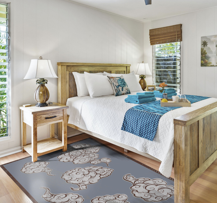 Alfombra vinílica vintage nubes en remolinos - TenVinilo