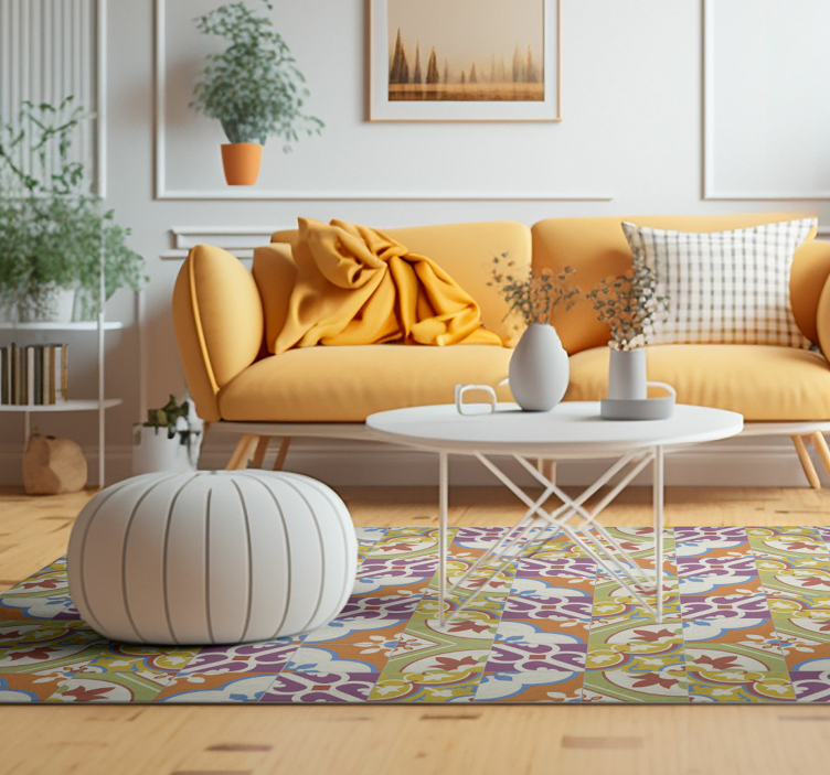 Alfombra vinilo vintage baldosas ornamentales - TenVinilo