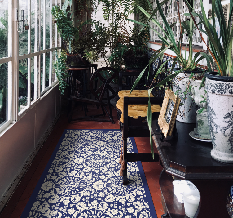 Alfombras vinílicas modernas Adornos elegantes azul oscuro - TenVinilo